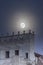 Supermoon behind the Church of Sant Feliu in the old twon of Girona, Catalonia, Spain