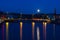 Supermoon over the canals of Copenhagen.