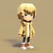 Supernatural Realism 3d Voxel Art Of A Beige Anime Character