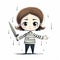 Supernatural Realism: Cartoon Girl With Knife In Rain - Dark, Kawaii, Emotionally Charged