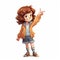 Supernatural Realism: A Cute And Quirky Cartoon Girl Pointing