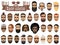 Superset of 30 hipsters bearded men with different hairstyles