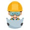 Supervising engineer with construction plan on site. industrial worker with his personal protective equipment. Industrial safety