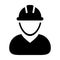 Supervisor icon vector male construction worker person profile avatar with hardhat helmet in glyph pictogram