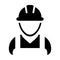Supervisor icon vector male construction worker person profile avatar with hardhat helmet in glyph pictogram