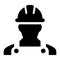 Supervisor icon vector male construction worker person profile avatar with hardhat helmet and jacket in glyph pictogram