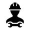 Supervisor icon vector male construction worker person profile avatar with hardhat helmet and wrench or spanner tool