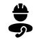 Supervisor icon vector male construction worker person profile avatar with phone and hardhat helmet in glyph pictogram