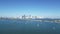 Superyacht in Biscayne Bay with downtown Miami skyline