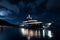 Superyacht at water night sky. Generate Ai