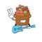 Supper cool apple basket cartoon playing a guitar