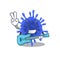 Supper cool bacteria coronavirus cartoon playing a guitar