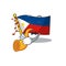 Supper cool flag philippines cartoon character performance with trumpet