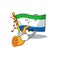 Supper cool flag sierra leone cartoon character performance with trumpet