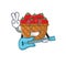 Supper cool tomato basket cartoon playing a guitar