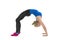 Supple athletic woman bending over backwards