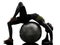 Supple woman exercising fitness ball workout silhouette