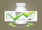 Supplement bottle Packaging, Cosmetic package. product design. Beauty label, 3d supplement bottle vector, 3d white plastic Pills