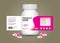 supplement bottle Packaging, Cosmetic package. product design. Beauty label, 3d supplement bottle vector, 3d white plastic Pills