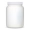 Supplement bottle. White plastic protein container