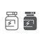 Supplement line and glyph icon, protein and container, vitamin sign, vector graphics, a linear pattern on a white