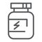 Supplement line icon, protein and container, vitamin sign, vector graphics, a linear pattern on a white background.