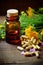 Supplements and flowers herbs alternative medicine. Generative AI,