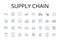 Supply chain line icons collection. Value stream, Logistics nerk, Manufacturing flow, Distribution channel, Product