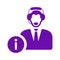 Support chat, information center, hotline icon. Violet vector design.