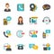 Support contact call center icons set