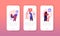 Support Customers Line Mobile App Page Onboard Screen Set. Hotline Operators Help Clients to Solve their Problems