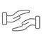 Support hands gesture thin line icon, gestures concept, Charity or helping hands sign on white background, protection