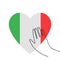 Support Italy banner. World virus attack. Hand holding heart shape national flag. three color template. Isolated vector illustrati