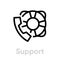 Support lifebuoy help icon. Editable line vector.