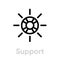 Support lifebuoy help icon. Editable line vector.