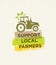 Support Local Farmers. Creative Organic Eco Vector Illustration on Recycled Paper Background