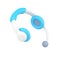 Support operator headphones 3d icon. Professional white device with microphone