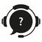 Support Service with Headphones Silhouette Icon. Headset with Question Mark Sign. Hotline and Helpline Concept. Online