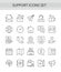 Support service thin line icons set, outline vector illustration collection with customers tech help