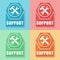 Support with tools sign, four colors web icons