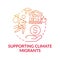 Supporting climate migrants concept icon