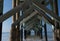Supporting wooden beams under fishing pier  near Madeira Beach
