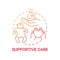 Supportive care red gradient concept icon