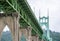 Supports trusses and towers of the gothic St Johns bridge in Portland