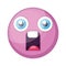 Supprised pink round emoji face vector illustration on a