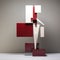 Suprematism-inspired Sculpture With Red And White Squares
