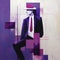 Suprematism Person: Geometric Abstraction Art Illustration In Purple Suit