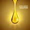 Supreme collagen oil drop serum. Shining golden essence droplet cosmetic design