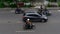 Surabaya, Indonesia - 7 dec 2021 : Cars and motorcycles crossing the road of Ahmad Yani at Surabaya.