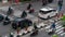 Surabaya, Indonesia - 7 dec 2021 : Cars and motorcycles crossing the road of Ahmad Yani at Surabaya.